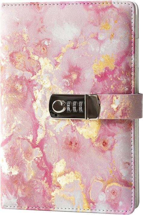 Diary With Lock Waterproof Leather Marble Journal for Girls and Women ...