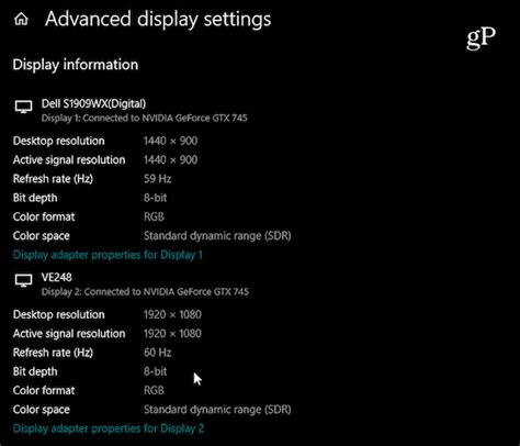 Image result for Advanced Display Windows 10