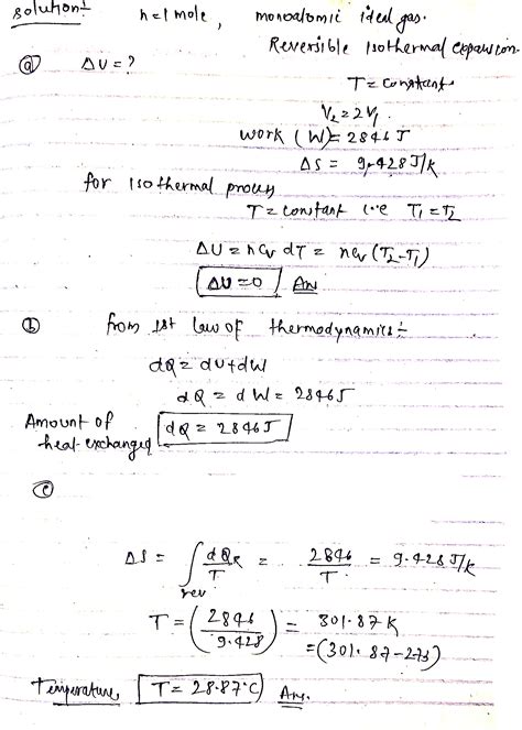 [Solved] One mole of a second monatomic ideal gas undergoes a ...