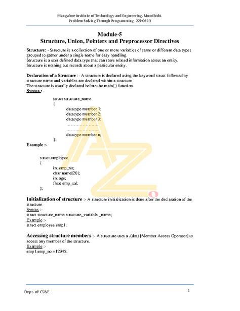 22POP13 Problem Solving: Structures, Unions, Pointers & Preprocessor ...