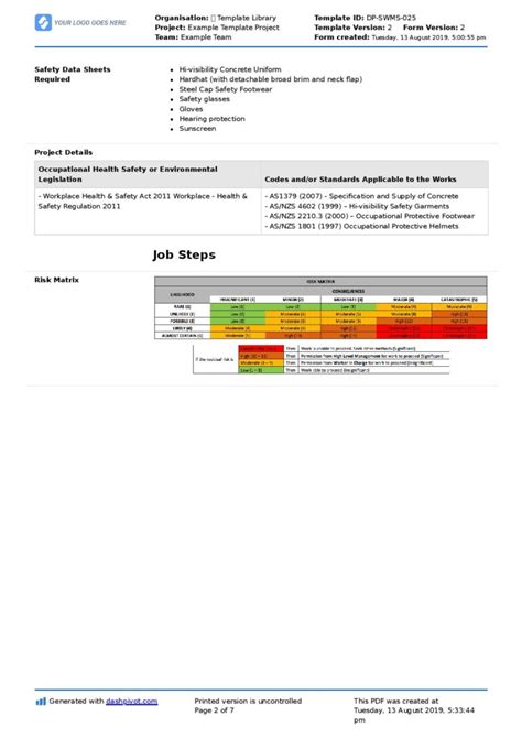 Image result for Work Method Statement Sample