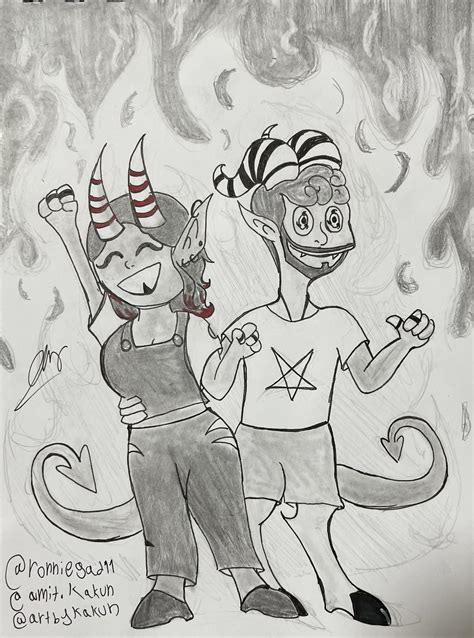 My friend told that my s/o and I give m&m vibes so I drew us as moxxie ...