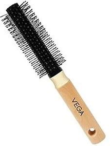 VEGA Mini Flat Brush with Wooden Colored Handle and Black Colored Brush ...