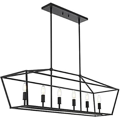 Buy WINSHEN 6-Lights Kitchen Island Pendant Lighting in Black Finish ...