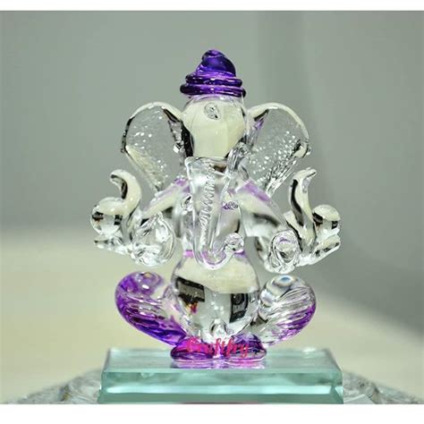 Craftfry Crystal Glass Ganesha Idol in Purple Colour for Home, Office ...