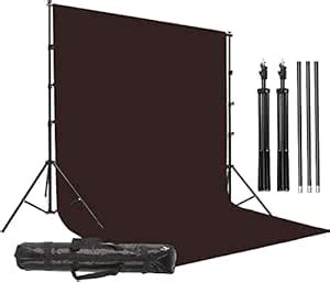 GIFTMAX Dark Brown Screen Backdrop Background Stand Kit for Photography ...