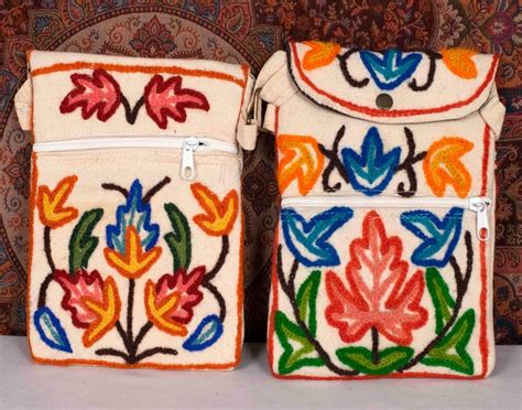 Crewel kashmiri aari work small sling bag with front zip (pack of 2)