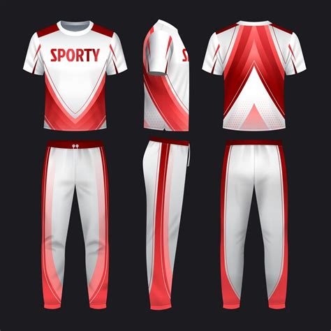 Sportswear uniform mockup with red and white accents | Premium Vector