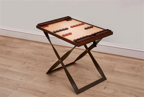 Small Leather and Walnut Reversible Games Table For Sale at 1stDibs