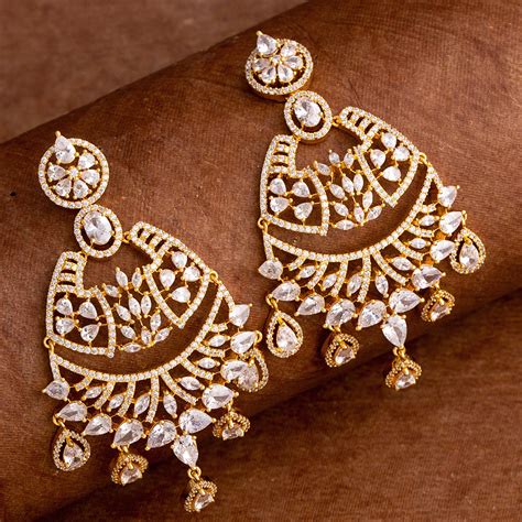 Gold Toned Heavily Embellished Earrings – VOYLLA