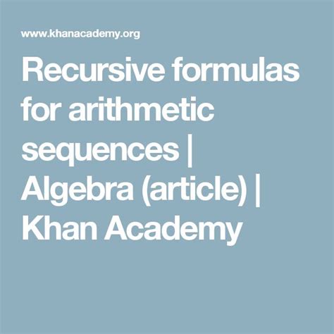 Image result for Recursive Formulas in Arithmetic Sequences