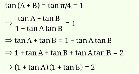 if A+B = π/4 show that (1 + tan A ).(1+ tan B) =2 pls - Brainly.in