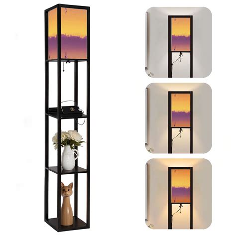 Arts Floor Lamp with Shelves Corner Bookshelf Lamp for Living Room ...