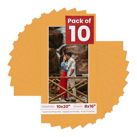 Golden Orange Mat Board for 10x20 Frames - Fits 8x16 Photos, Color ...