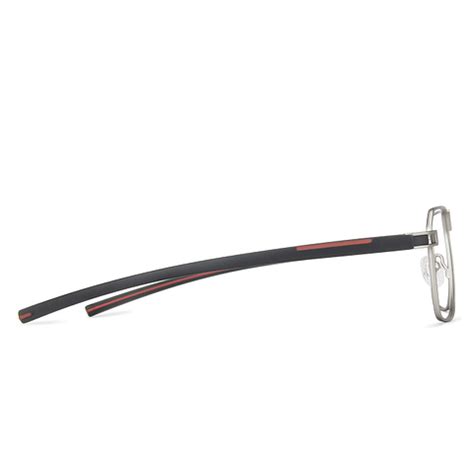 Buy Matte Silver Black Red Full Rim Geometric Vincent Chase SLEEK STEEL ...