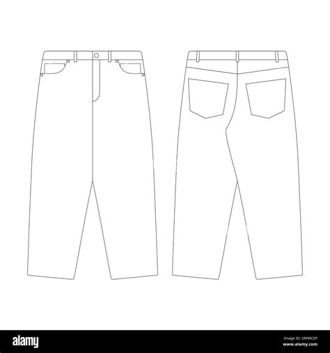 template baggy pants jeans vector illustration flat design outline ...