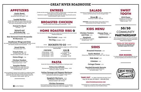 Menu at Great River Roadhouse pizzeria, De Soto, WI-35