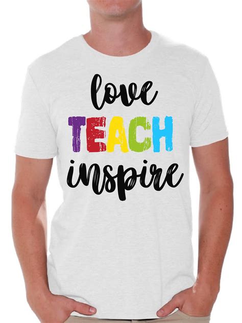 Back to School Teacher Shirts for Mens Love Teach Inspire T Shirt Men ...