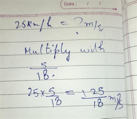 convert 25 km/hr to m/sec with solution - Brainly.in