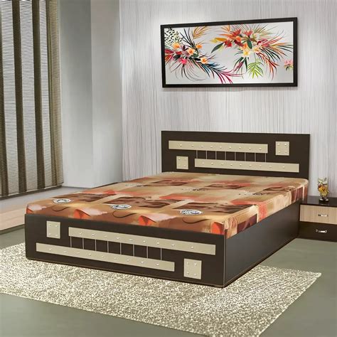 Matrix Modern Storage Bed | Walnut & Geometric Panels (King/Queen)