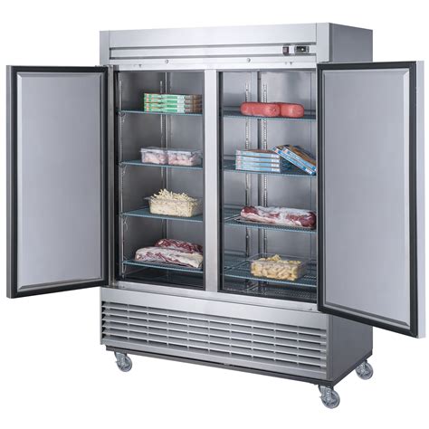 54 in. Heavy Duty Stainless Steel Two Door Upright Reach-in Commercial Freezer 40.7 Cu. Ft. NSF ...