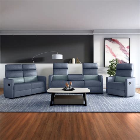 GODREJ INTERIO Scout Pro 2 Seater Leatherette Manual Recliner in Blue ...