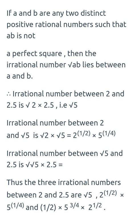 give two irrational numbers between 2.1 and 2.5 - Brainly.in