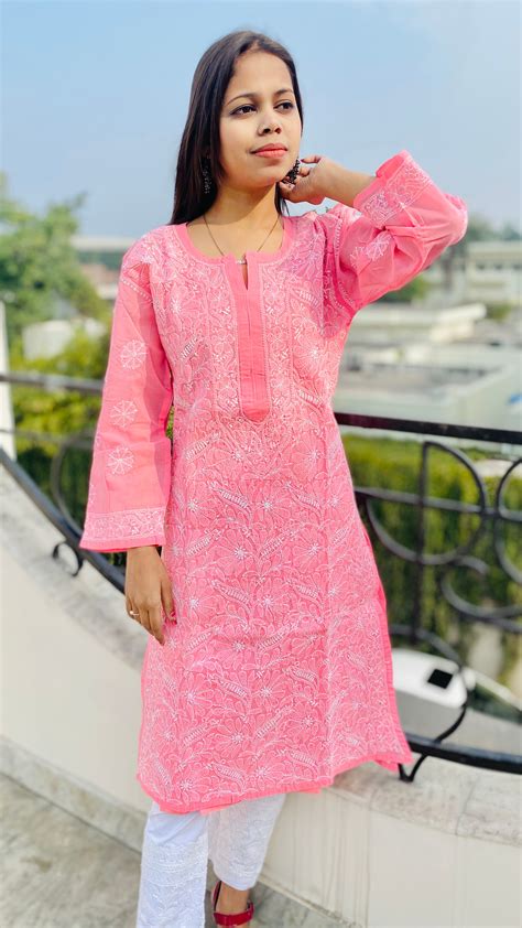 Lucknowi Chikankari Kurti Gajri Cotton – Chikirpolo
