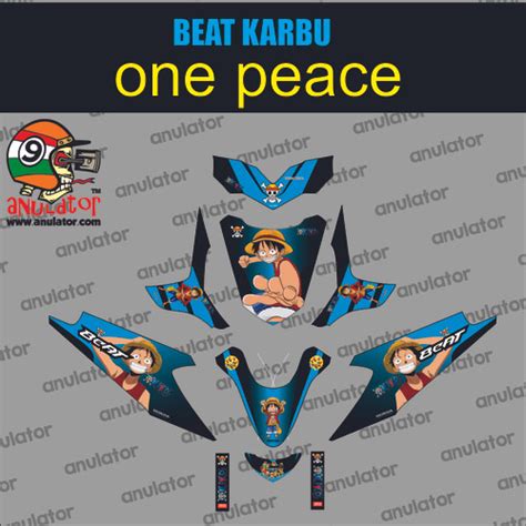 Jual Sticker striping motor stiker Honda Beat Karbu One Piece Biru Spec ...