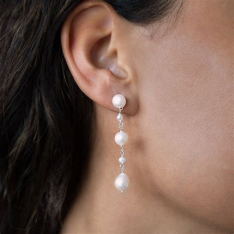Sterling Silver Pearl Drop Earrings By Gaamaa