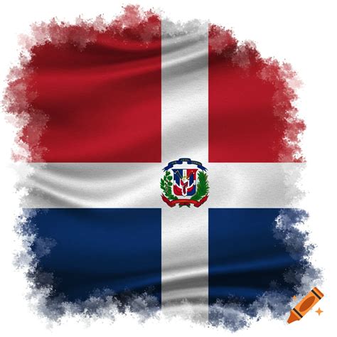Sticker of a Dominican Republic beach with palm trees, flag, and mountains, with the text ...
