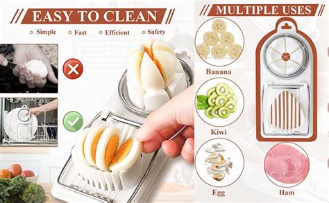 NYRWANA 2 in 1 Boiled Egg Slicer/Cutter, Segments Boiled Egg Slicer ...