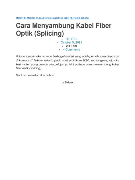 Image result for Cara Connection Cable Fiber Optic