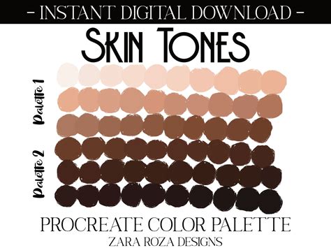 Skin Tones Procreate Color Palette: Face Portrait Art Nude Makeup Contouring Shades Lipstick ...