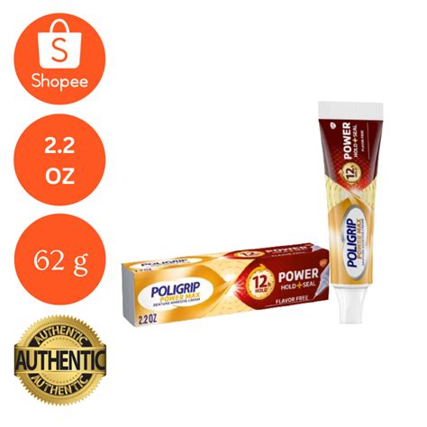 POLIGRIP SUPER POLIGRIP MAX POWER HOLD SEAL DENTURE ADHESIVE CREAM 62 ...