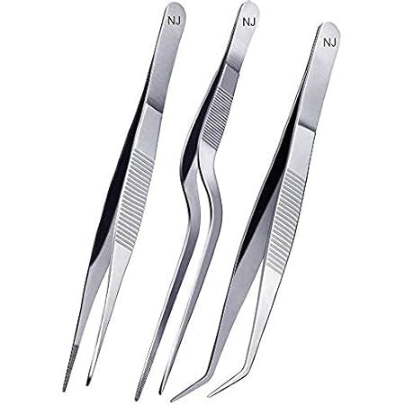 Buy NJ Fine Tweezer Tongs,Extra-Long Stainless Steel Tweezers Wide Grip ...