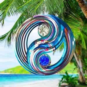 3D Metal Wind Spinner with Crystal Balls for Outdoor Garden Decor ...