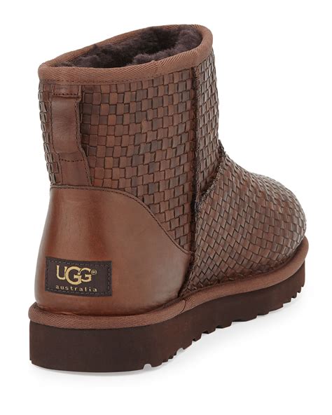 UGG Woven Leather Mini Boot in Brown - Lyst