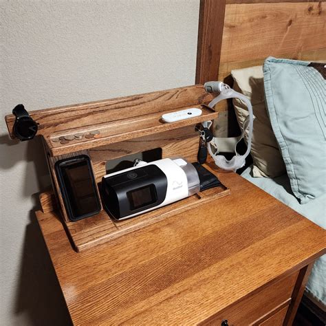 CPAP Smart Stand - Large, Dark Finish, Wireless Charger, Solid Oak – Custom Cave Works