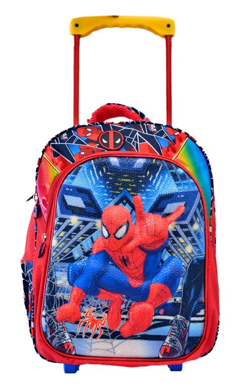 Mybag Boy's and Girl's 5D Embossed Spider-Man 42 L Polyester Trolley ...