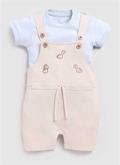 Baby Boy Cute Dino 100% Cotton Dungaree Beige – Baby Go
