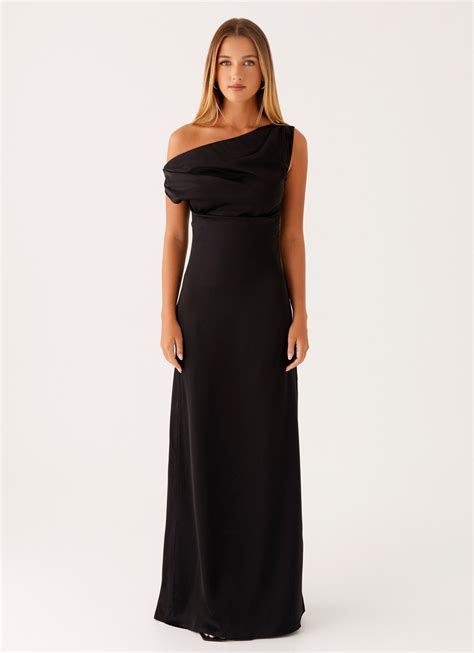 Heart Of Glass Satin Maxi Dress - Black – Peppermayo US