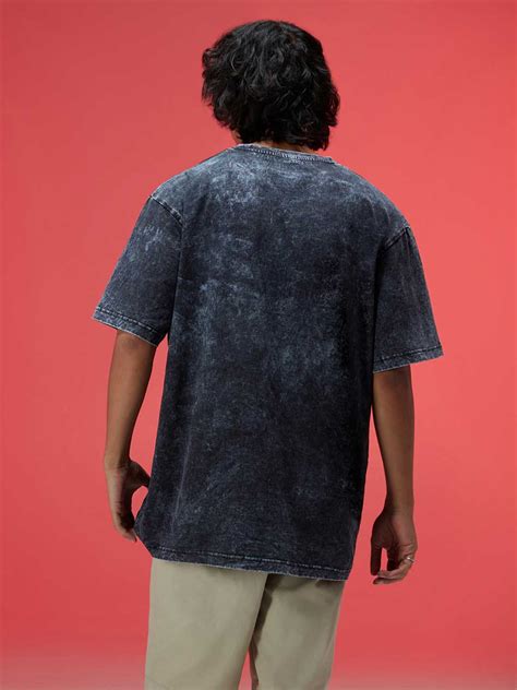 Black Plain Oversized Acid Washed Exclusive T-shirt – Veirdo