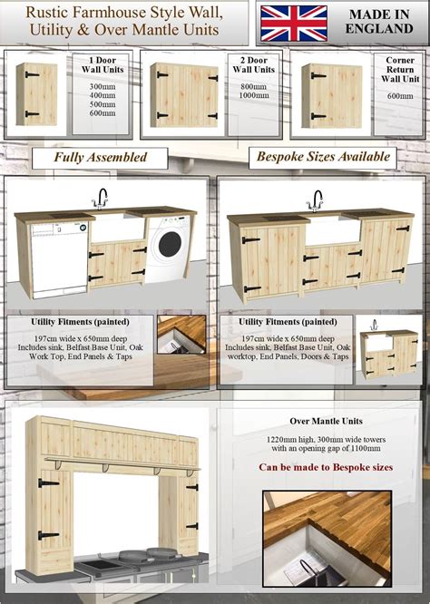 Rustic Farmhouse Kitchen Wall Unit 1000mm wide