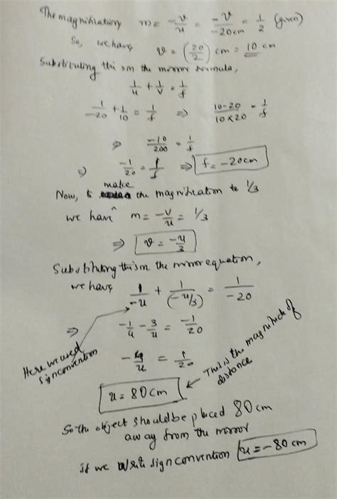 29. The magnification produced when an object is placed at a distance ...