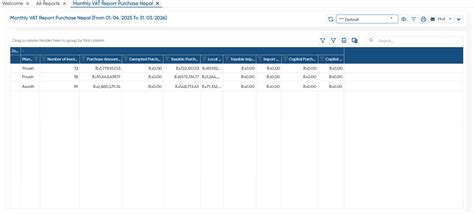 Monthly Vat Report Purchase-Nepal