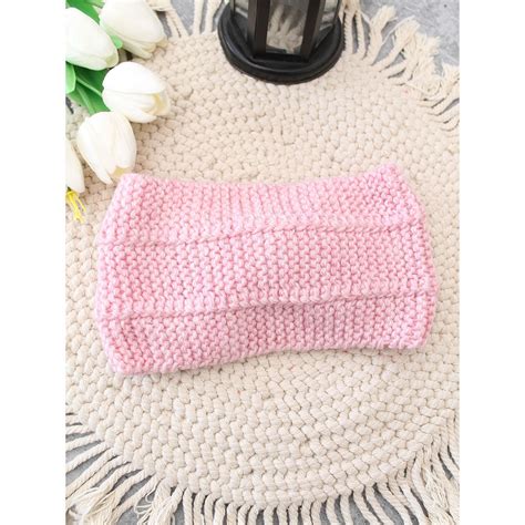 Buy Velvery Hand-Knitted Pink Self Design Acrylic Headband Online