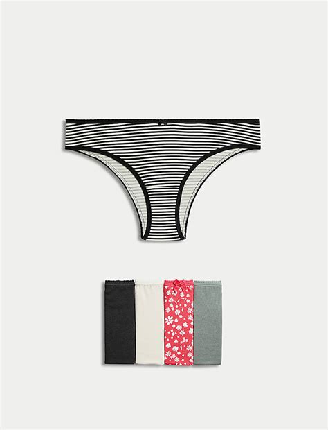Buy 5pk Cotton Lycra™ Brazilian Knickers at Marks & Spencer