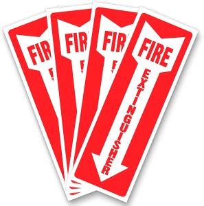 greencom 30.48 cm Fire Extinguisher Signs, Safety Sign Sticker - 4 Pack ...