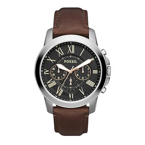 Fossil Men Leather Chronograph Analogue Black Dial Watch, Band Color ...